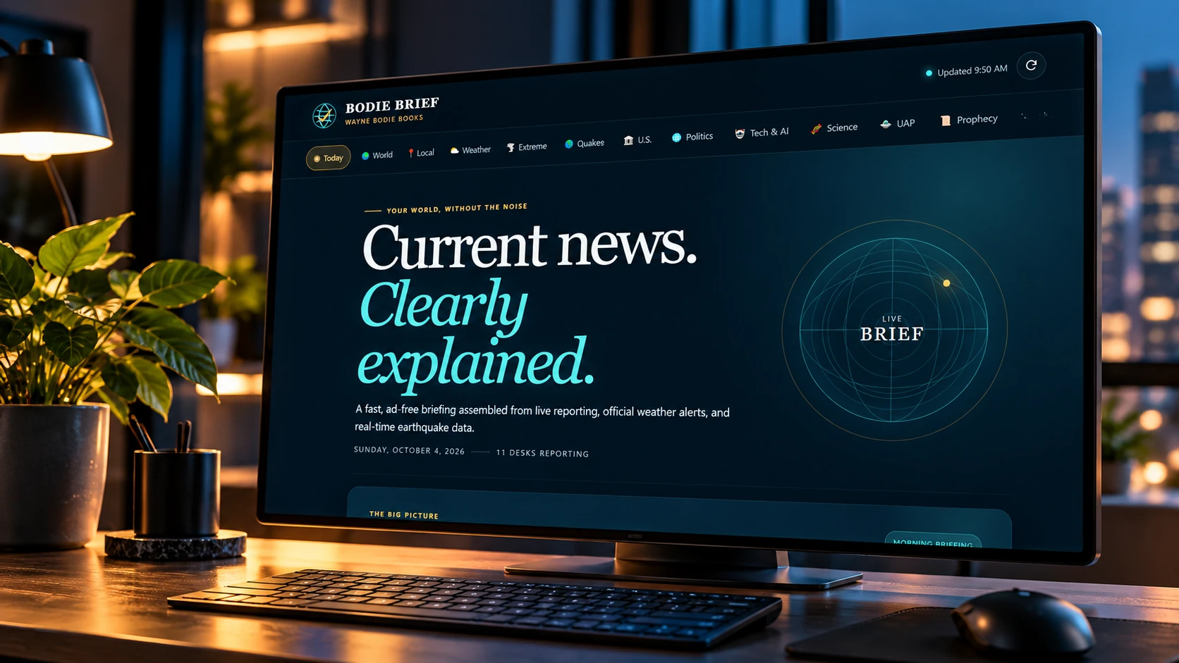Bodie Brief live news dashboard from Wayne Bodie Books
